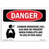 Signmission OSHA Danger Sign, 12" Height, 18" Width, Rigid Plastic, Carbon Monoxide (CO) Gas May, Landscape OS-DS-P-1218-L-2415